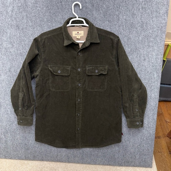 Vintage Woolrich green corduroy jacket shacket 6235 Men's size L Large (Stained) - Picture 6 of 13